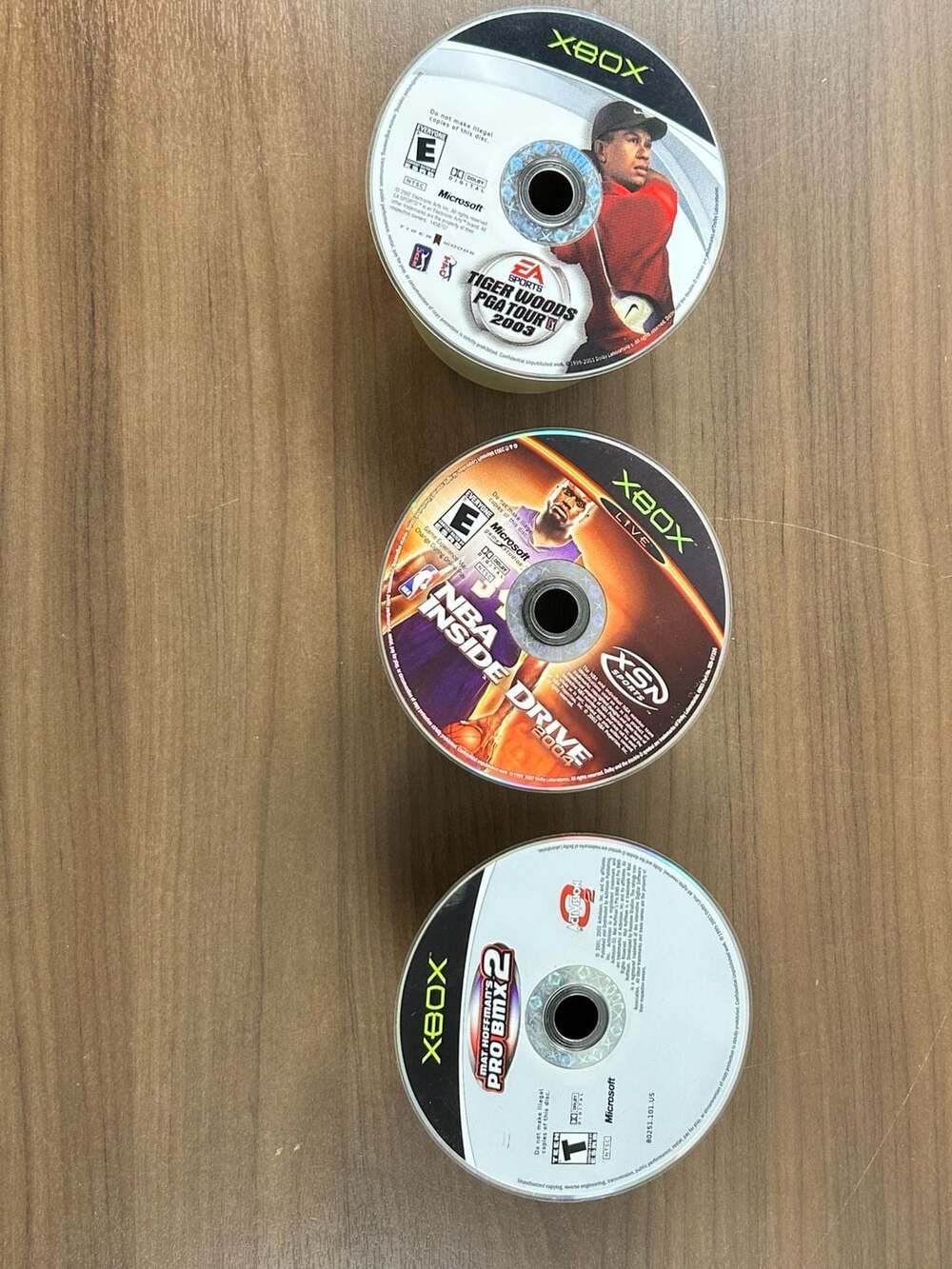 Xbox Lot 3 Mat Hoffman Pro BMX 2 NBA Inside Drive 2004 Tiger Woods 2003 Untested